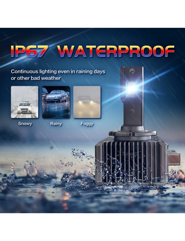 Sinoparcel D3S/D3R LED Headlight Bulb - 6000K 35W High and Low Beam Xenon HID Replacement Lights - Pack of 2