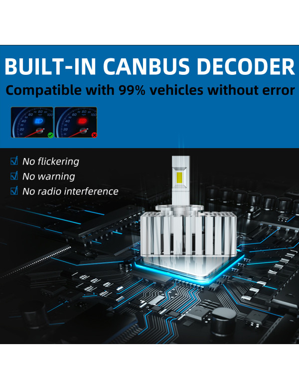 Sinoparcel D5S LED Headlight Bulb  -6000K 400% More Brightness High Low Beam Xenon HID Replacement Lights -Pack of 2