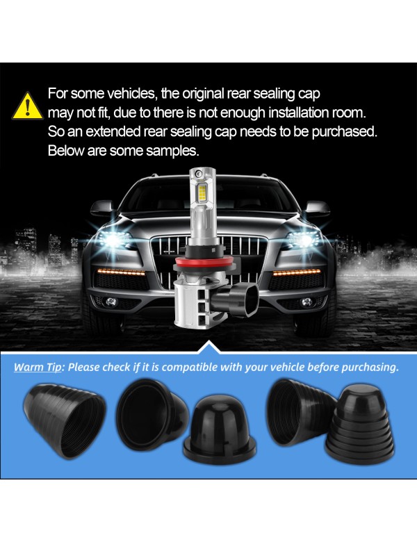 Sinoparcel H11 LED Headlight Bulbs Low Beam, H11/H8 Fog Light Bubs or DRL,20000LM/Set 6500K,Pack of 2