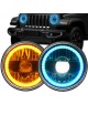Sinoparcel 7 Inch Round LED Headlights with Blue Halo Ring,for Jeep Wrangler TJ JK JKU with DRL/Turn Signal with H4-H13 Adapter