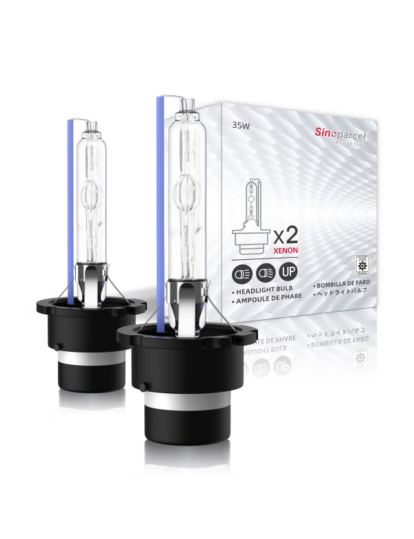 Sinoparcel D2S HID Bulbs - 8000K 35W Xenon Headlights Replacement Bulb -2 Yrs Warranty- Pack of 2